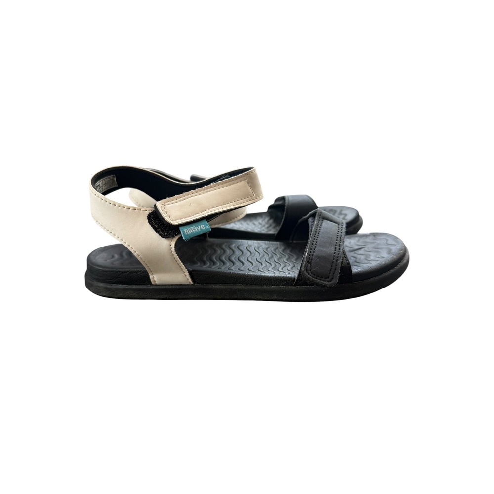 Native Charley Sandals Kids Size J2 Black White